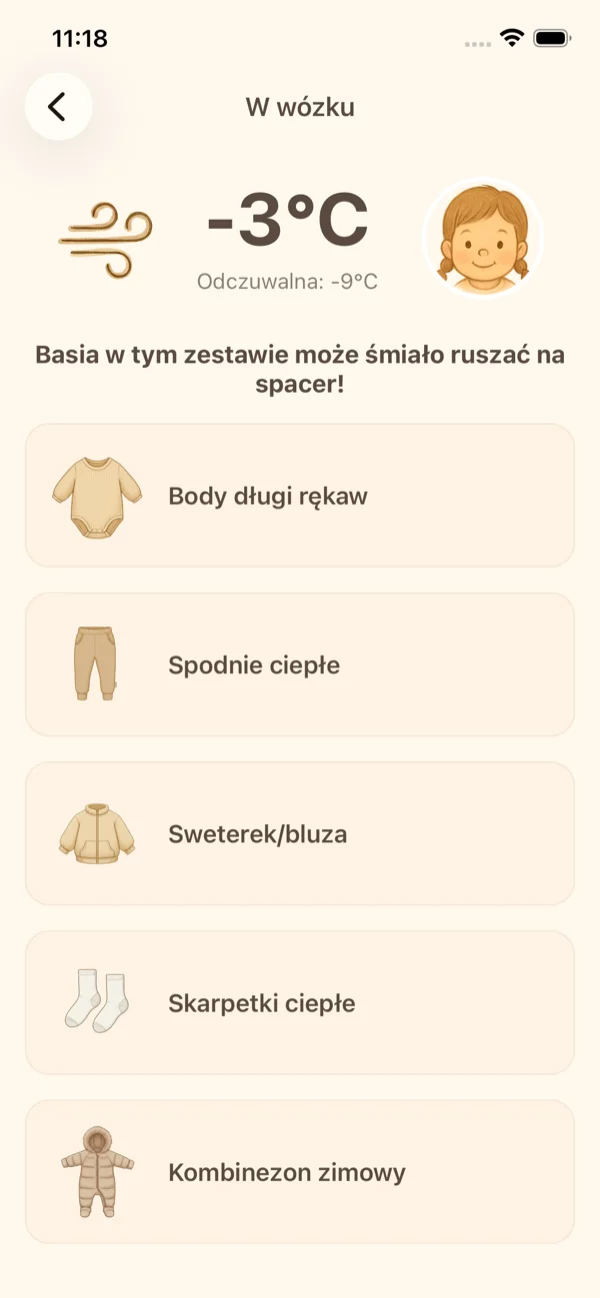 Ekran rekomendacji ubrań